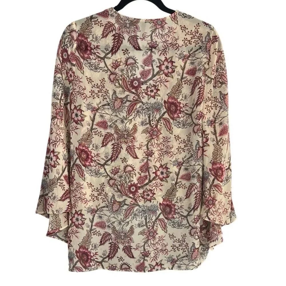 BCBGMaxAzria Blouse Faux Wrap Hi-Low Floral Blouse Size S